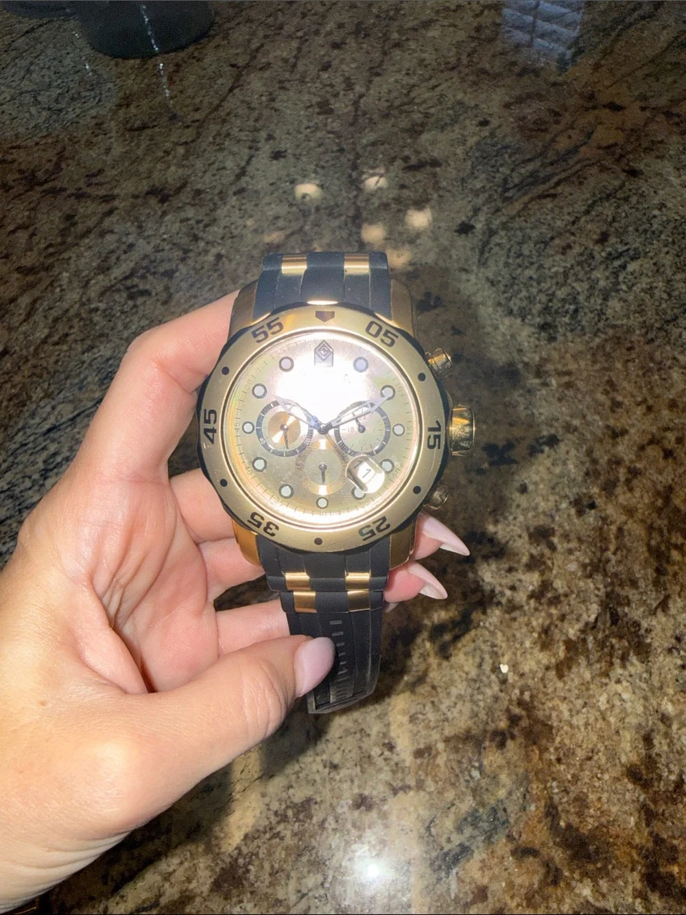 Invicta Gold and Black Sport Chronograph Watch